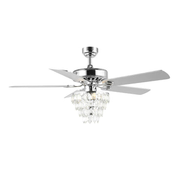 Mindy 52" Glam Modern Crystal Shade LED Ceiling Fan With Remote - JONATHAN Y